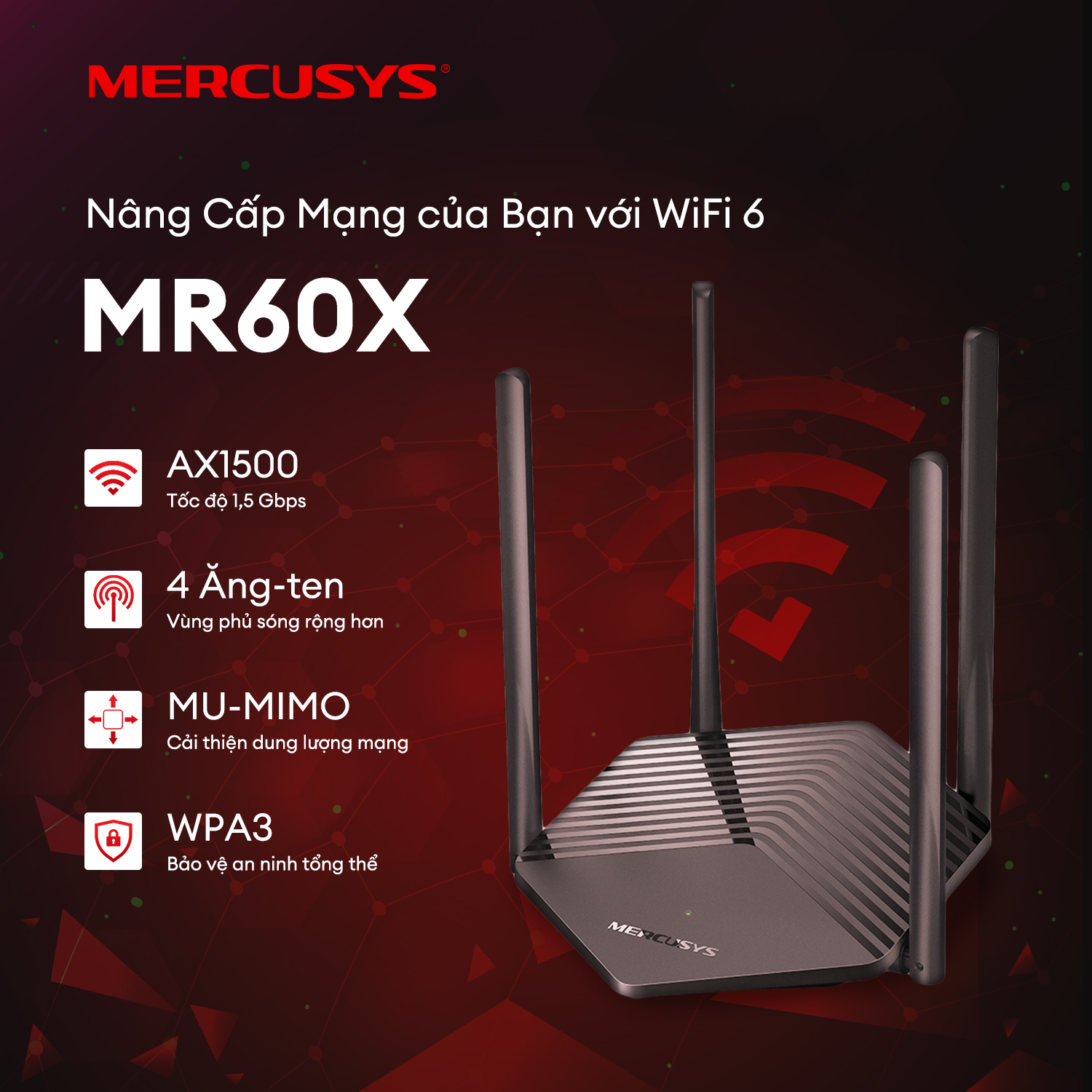 Router WiFi 6 AX1500 Mercusys MR60X Gigabit_LNTEK Router WiFi 6 AX1500 Mercusys MR60X Gigabit_LNTEK