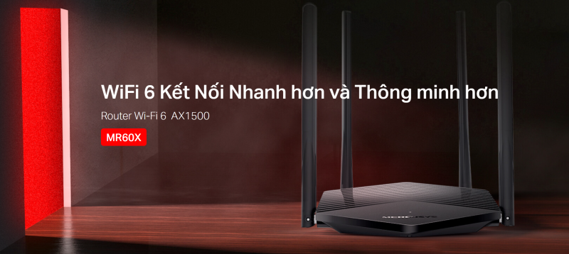 Router WiFi 6 Mercusys MR60X Băng Tần Kép_LNTEK