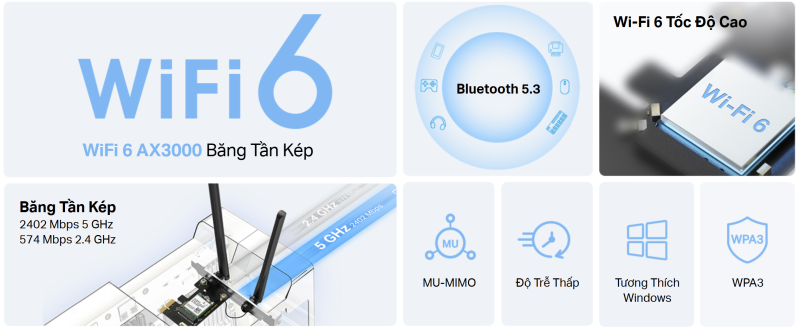Adapter PCIe Bluetooth 5.3. Mercusys MA80XE AX3000 Wi-Fi 6