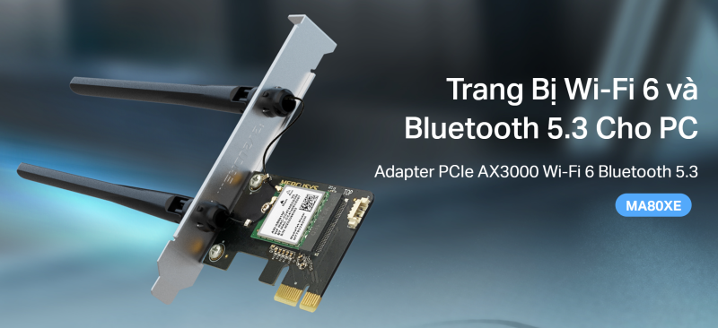 Adapter PCIe Mercusys MA80XE AX3000 Wi-Fi 6 Bluetooth 5.3.