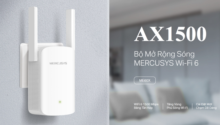 Bộ Mở Rộng Sóng WiFi 6 Mercusys ME60X AX1500