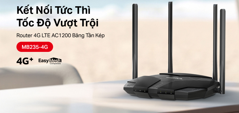 Mercusys MB235-4G AC1200 Gigabit Băng Tần Kép Hỗ Trợ 4G+ Cat6_LNTEK CO., LTD.