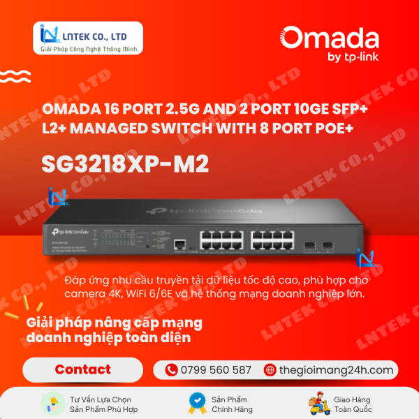 Switch PoE 2.5G TP-Link SG3218XP-M2 Managed L2+ Omada_CÔNG NGHỆ LNTEK