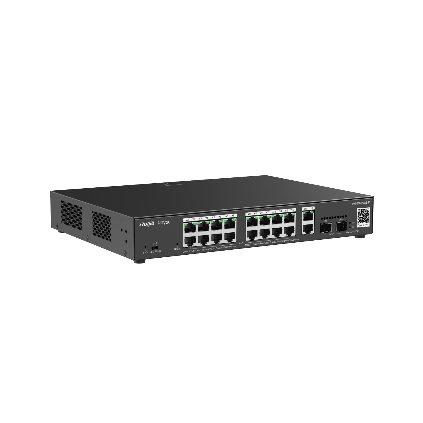 Switch Ruijie RG-ES220GS-P Reyee 16 Cổng PoE+ 250W, 2 Cổng Uplink 1GB, 2 Cổng SFP 1GB chinh hang_LNTEK. Switch Ruijie RG-ES220GS-P Reyee 16 Cổng PoE+ 250W, 2 Cổng Uplink 1GB, 2 Cổng SFP 1GB chinh hang_LNTEK.