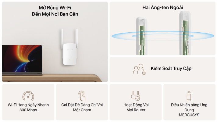 Bộ Mở Rộng Sóng WiFi 300 Mbps Mercusys ME12.