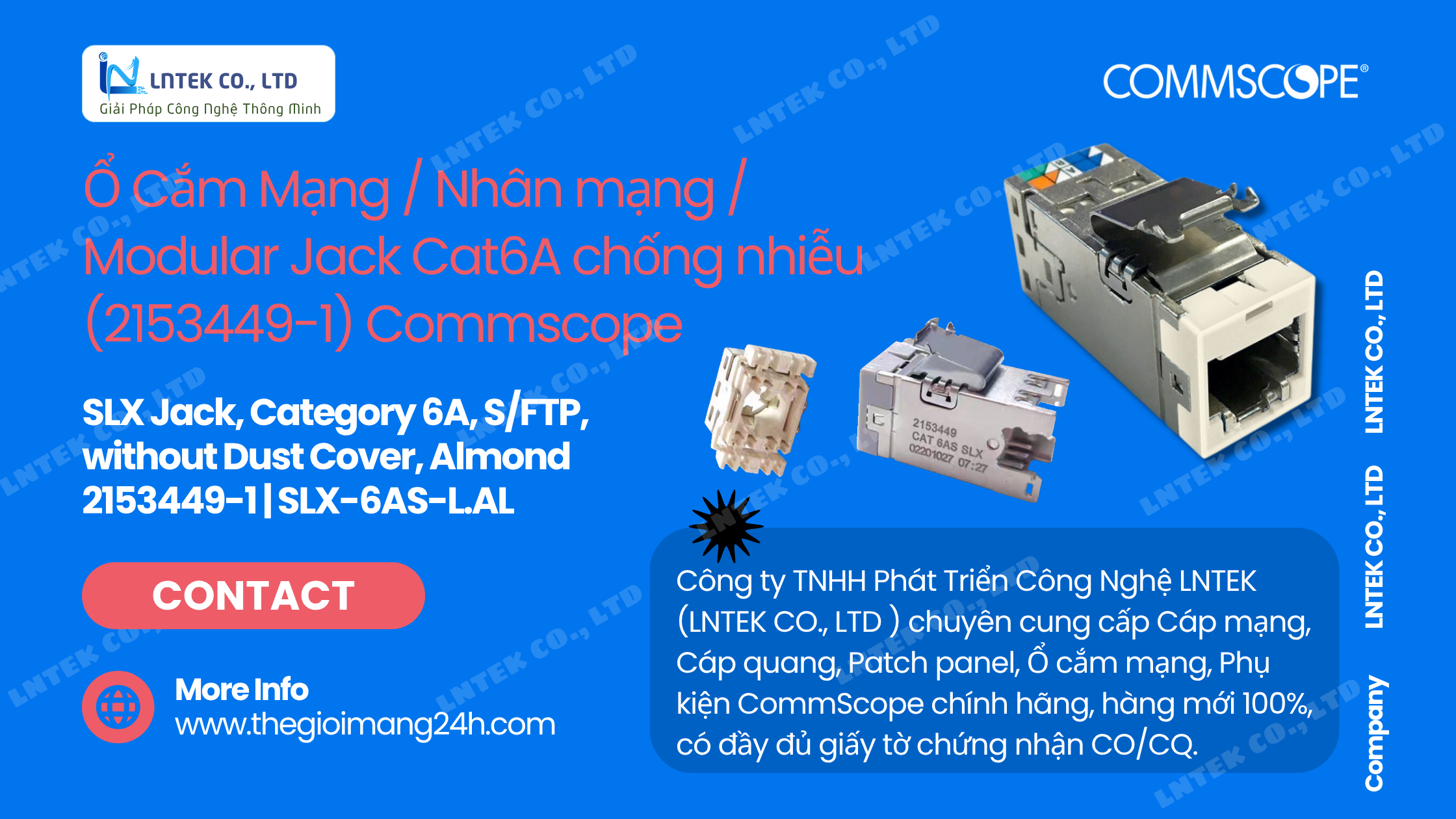 Nhân mạng Cat6A Commscope (2153449-1. Hàng chính hãng Commscope